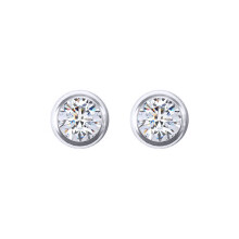 Jewelco London 925 Sterling Silver Round CZ 4mm Solitaire Bezel Frame Halo Stud Earrings 5mm - AES270B
