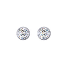 Jewelco London 925 Sterling Silver Round CZ 3mm Solitaire Bezel Frame Halo Stud Earrings 4mm - AES270A