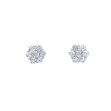 Jewelco London 925 Sterling Silver CZ 6x1 7-Stone Cluster Flower Bloom Stud Earrings 8mm - AES263B