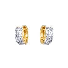 Jewelco London Gold-plated Sterling Silver White Round Cubic Zirconia 4 Row Eternity Huggie Hoop Earrings - AER193-GP