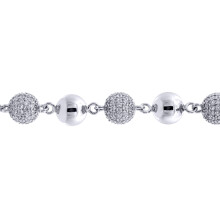 Jewelco London 925 Sterling Silver CZ Pave Disco Ball Bead Bracelet 10mm 8" 20.5cm - ABB258-8.0