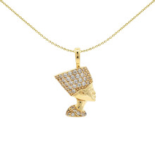 Jewelco London 14k Gold-plated 925 Sterling Silver CZ Egyptian Queen Nefertiti Queen Pendant - APD238-GP