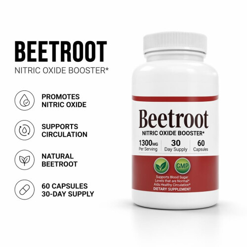 Beetroot Capsules, Beetroot Extract 1300mg, Pure, Non-GMO 60 Pcs 2