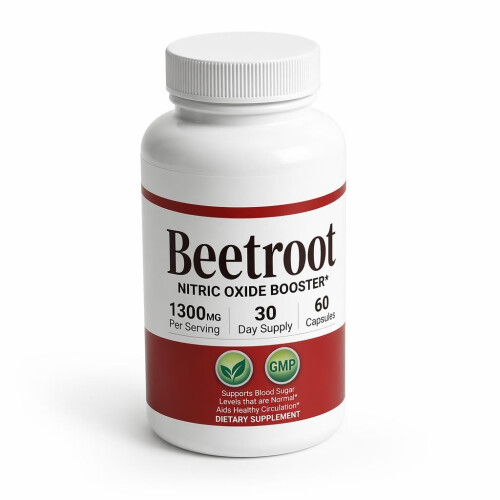 Beetroot Capsules, Beetroot Extract 1300mg, Pure, Non-GMO 60 Pcs 1