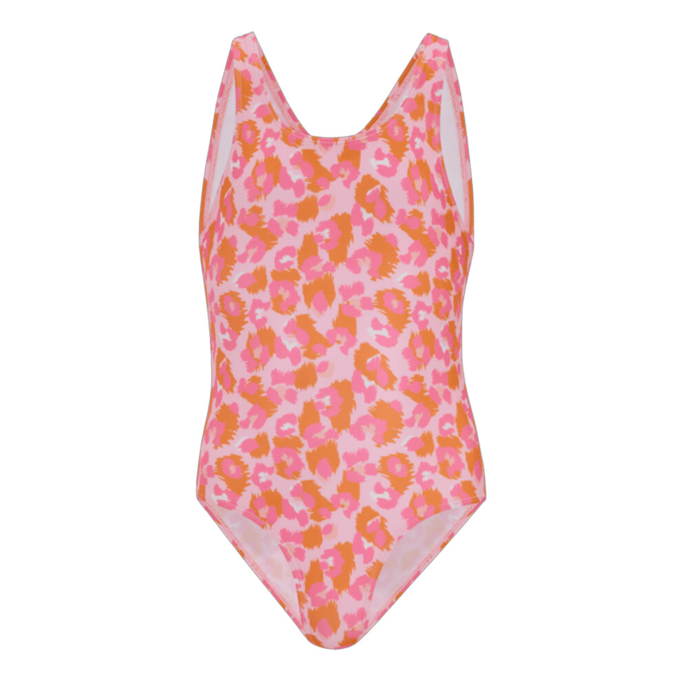 Regatta (5-6 Years, Orange Peel) Girls Katrisse Leopard One Piece Swimsuit