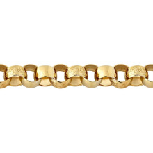 Jewelco London Men's Solid Gold-plated Silver Hand Assembled Engraved Cast Belcher 15mm Gauge Chain Bracelet, 9 inch 23cm - ACN002L-GP-9