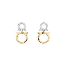 Jewelco London Gold-plated Sterling Silver White Round Cubic Zirconia Mirrored Omega Symbol Drop Earrings - AES279-GP