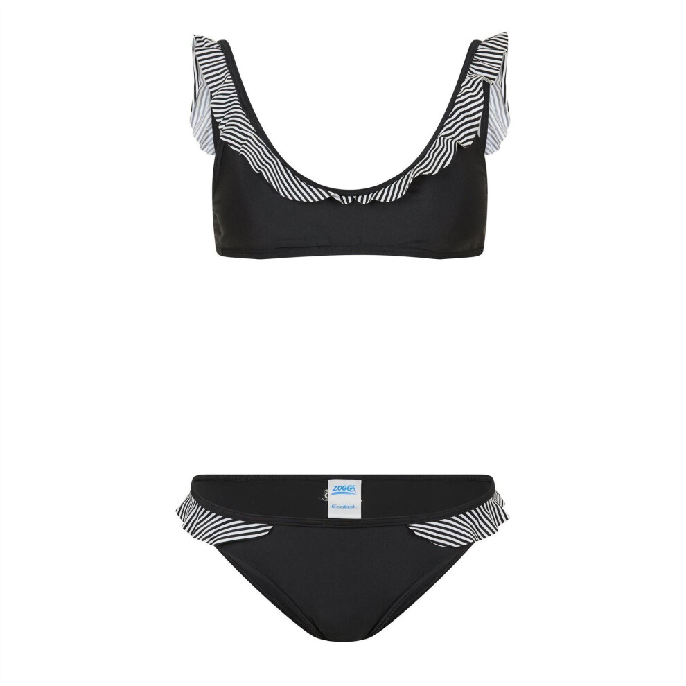 Photos - Swimwear Zoggs   Womens/Ladies Frill Bikini Set (22 UK, Black)