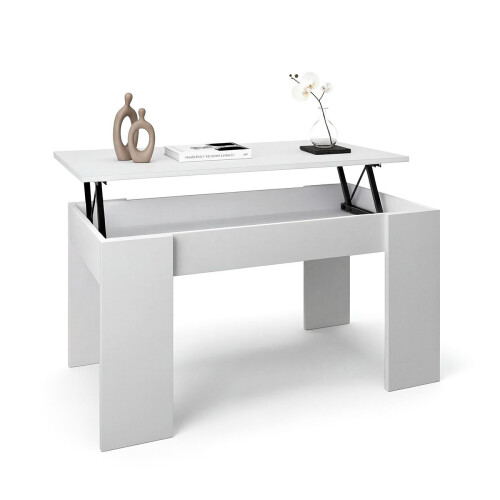 Mesa de centro elevable con almacenaje en blanco artik 90x43-53 cm Norak