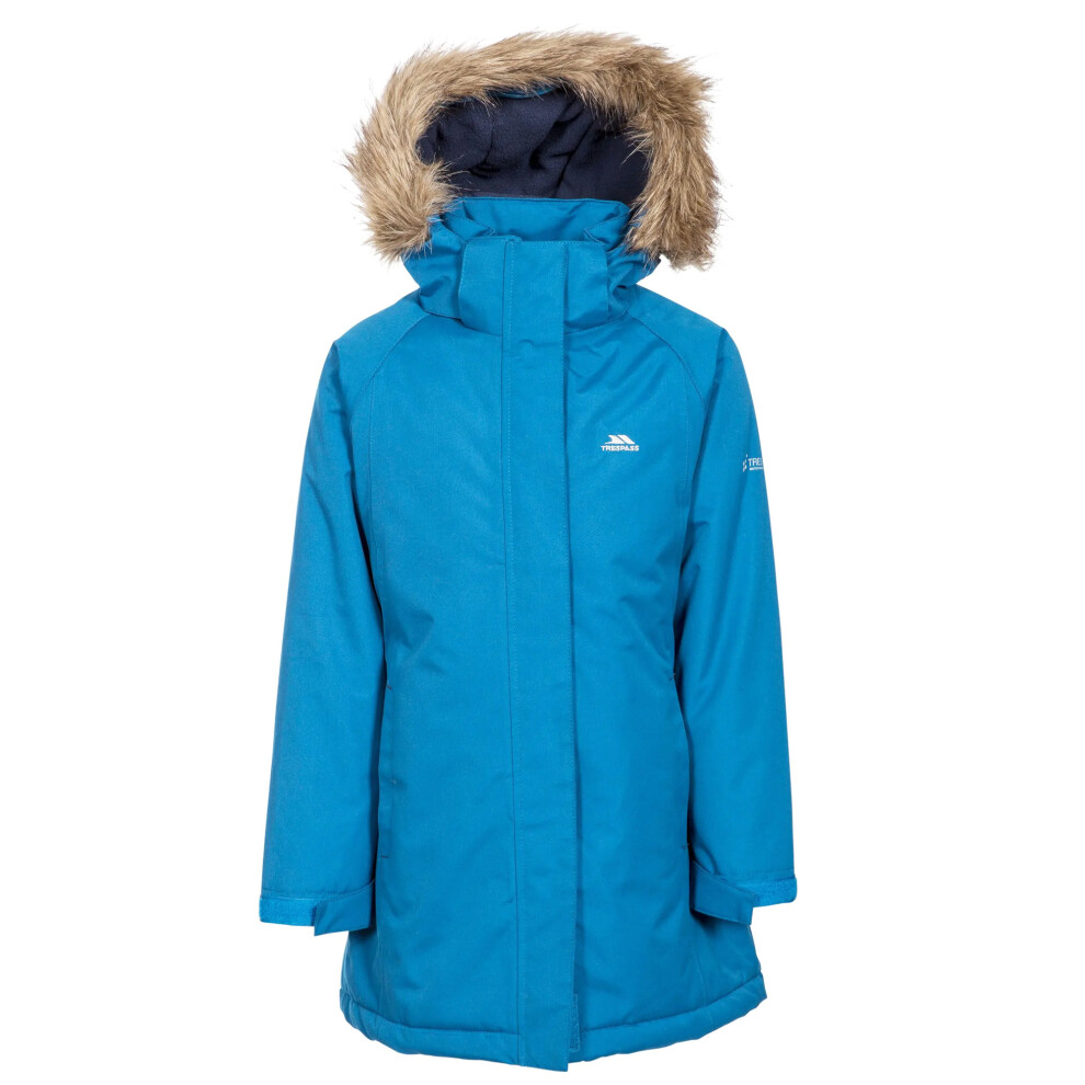 Trespass Girls Blue Childrens Fame Waterproof Parka Jacket - Cosmic - 9-10 Years - Cosmic - 100% Polyester - Image 3