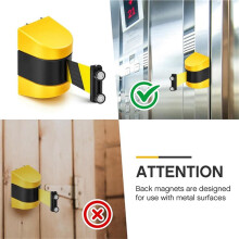 2Stück 3 Meter Magnetische Einziehbare Wandbarriere, Magnetische Wandhalterung, Massenkontrolle, Einziehbarer Sicherheitsgurt, Gestreifter Gurt