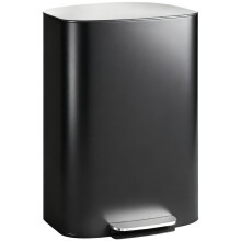 50L Kitchen Bin, Soft-Close Lid & Stay-Open, Stainless Steel Pedal Bin w/ Removable Inner Bucket & Carry Handle for Kitchen Office Home, Black