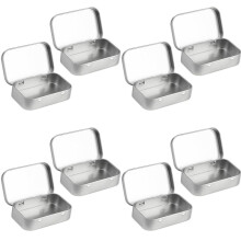 8 PCS Small Storage Box with Lid Rectangular Small Tin Boxes Metal Box with Lid Small Tin Box for Home Storage Silver