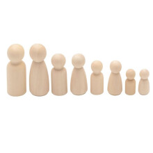 Wooden Peg Dolls, 168PCS Unfinished Decorative DIY Angel Tiny Doll Bodies Painted Natural Wooden People with Hats