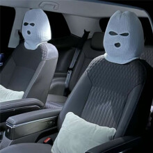 2PCS Car Headrest Cover, Polyester Personalized Funny Hat for Car Cover Outdoor Training Cover White