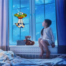 Bemalter UFO-Anhänger, Buntglasfenster, zum Aufhängen An der Tür, Garten, Heimdekoration, Buntglas B