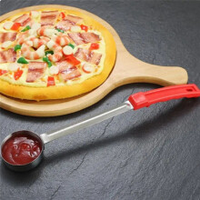 Stainless Steel Pizza Sauce Spoon Pizza Spread Ladle Serving Spoon with Long Handle Kitchen Baking Tool 4 Ounce