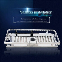 6X Organisateur Multifonction Salle de Bain Tige de Levage Support Amovible Sans Perçage Porte-Savon Étagère de Douche Plateau de Rangement