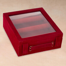 Kuber Industries Scatola Portagioielli in Legno per Donna | Scatola Organizer con 3 Rod | Coperchio Trasparente e Maniglia | Maroon