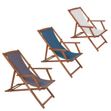 (Teal) Charles Bentley FSC Eucalyptus Wooden Foldable Deck Chair with 3 Reclining Positions Plaque in Orange / Teal / Cream