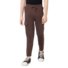 Alan Jones Kleding Jongens Effen Cargo Joggers Broek (Donkerbruin_13-14 Jaar)