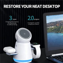 Cargador Inalámbrico 3 en 1 de 25 W con Soporte de Carga Rápida Magnético y Cargador de Escritorio Giratorio para Smartphone