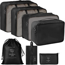 Lazer Polyester 7 Set Resväska Organisatör Väska 3 Packningskub + 3 Påsar + 1 Toalettväska