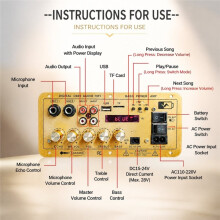 D400 100W HiFi Amplifier Board Dual Microphone Karaoke Reverb TWS FM Radio USB Card AC Dual Power EU PLUG