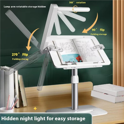 Angle Adjustable Reading Stand with Light Multifunction Lifting Tablet Holder Laptop Bracket Desktop Bookshelf B 2