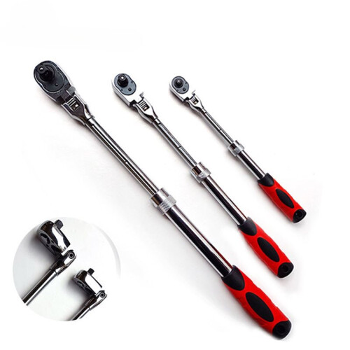 72-Tooth Carbon Steel Retractable Ratchet Wrench Automatic Quick Release Spanner Multifunctional Hand Tool 1/2" 2