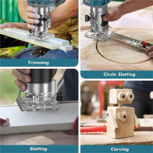 Handheld Plunge Router Set with 5 Variable Speeds for 18V Li-Ion Battery for Wood Slotting DIY