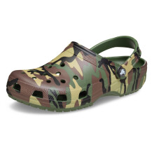 Zueco Unisex Clásico en Camuflaje Crocs (Color-Verde | Talla-12)
