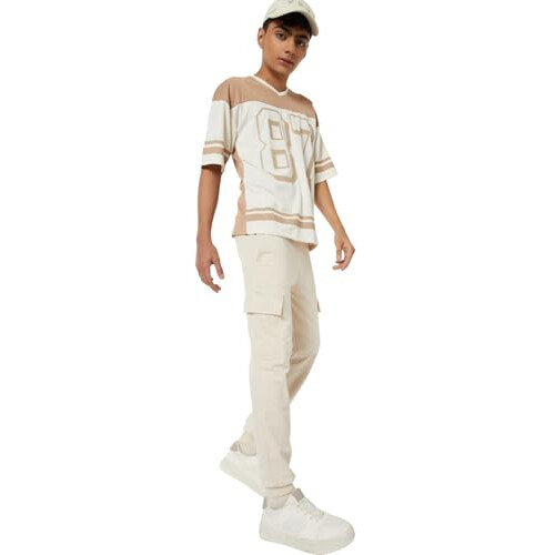 Max Garçons Pantalons Cargo Unis (Beige_9-10 Ans)