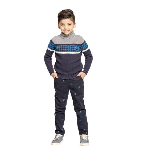 Pantalon Enfant Garçon Marine Brodé Alien