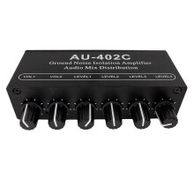 AU-402C Audio Gemengde Distributeur Signaal Selector Switcher 4 Ingang 2 Uitgang RCA Toon Volumeregeling Hoofdtelefoon Versterker