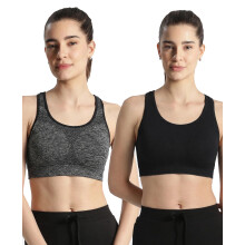 Jockey 1386 Reggiseno Sportivo Donna Senza Ferretto Micro Touch Nylon Elastan Neri Melange L