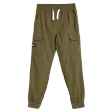 Jongens Effen Regular-Fit Katoenen Jogger Olijf