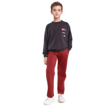 Rare Ones Kids Dane-B Rood Katoenen Trekkoord Rechtaf Fit Trainingsbroek, Rood, 13-14J