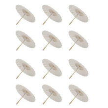 12PCS Paper Parasol 60Cm Beach Umbrella White DIY Umbrella Photography Props for Baby Shower Party Wedding