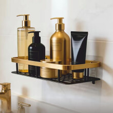 Umadev 1 Pcs Estante de Baño para Pared | Organizador de Baño de Aluminio Dorado | Estantes de Baño Montados en Pared