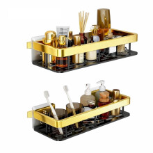 Falmagu 2er Set Aluminium Wandmontierter Badorganisator | Wandregal für Badezimmer Schrank | Multifunktionale Ablage