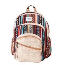 RARA Natural Handmade-Unique design Hemp backpack, very popular in FAIR TRADE & multi-pocket, light weight backpack from the top of Himalayas., Rainbo