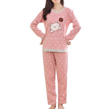 Vopmocld Mädchen Langarm Schlafanzüge Süße Schlafkatze gepunktete Pyjamas, Pink, L(14)=US 11-13 Jahre