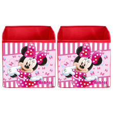 Kuber Industries Scatola Organizzatrice in Tessuto Non Tessuto Disney Minnie, 2 Pezzi (Rosa, Grande)