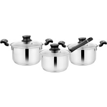 Steelcraft Premium Induction Compatible Stainless Steel Sandwich Base Accord Cookware/ 2 Pc Casserole 14(850Ml) 18 Cm(1800Ml) 1 Pc Saucepan 16 Cm(1
