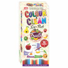 Ankit Toys & Games Color & Clean Fruits Solo Pack | Reusable Flash Cards, Oil Pastels Colors And Duster | Brain Boosting Game For Toddlers | Set Of 12