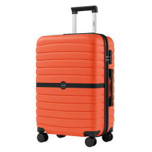 ABS+PC 24-Inch Striped Design with Colour-Block Details Carry-On Cabin Suitcase - Orange And Black