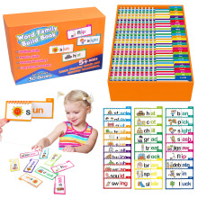 30pcs Phonics Flash Cards for Kids, Word Family Flip Books, Learn to Read Activity Book with Sight Words & Rhyming Games, Preschool Learning Toy
