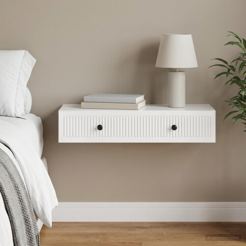 VidaXL vidaXL Wall-Mounted Side Table High Gloss White 87.5 x 34.5 x 17 cm