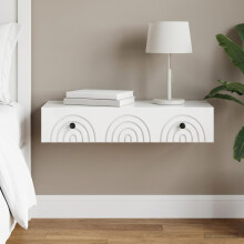 vidaXL Wall-Mounted Side Table High Gloss White 87.5 x 34.5 x 17 cm